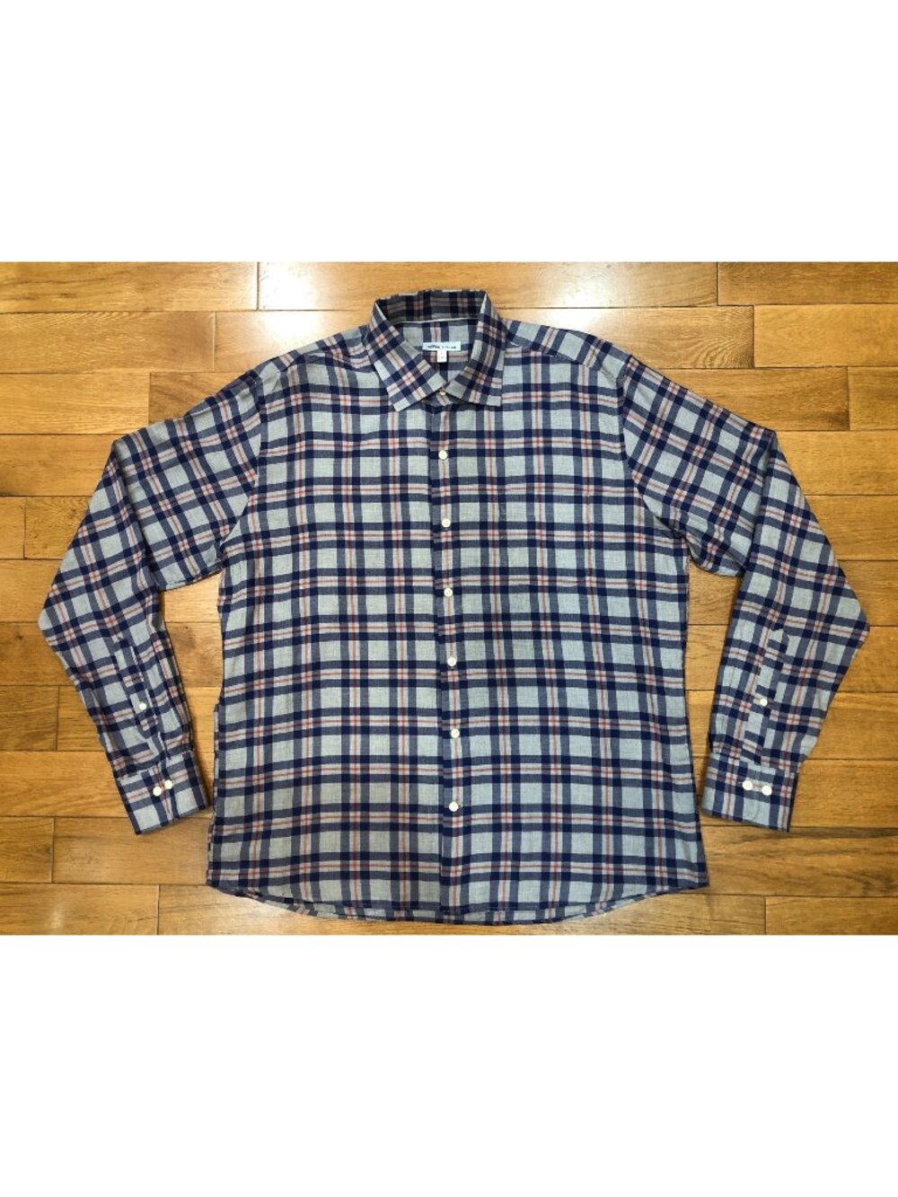 Peter Millar 100% Cotton Button Front Plaid Shirt Preppy Country Club Size L
